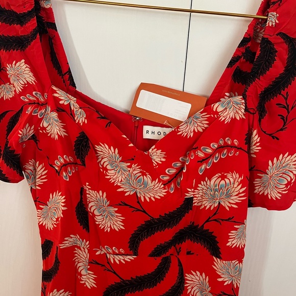 RHODE Short-Sleeve Sweetheart Midi Dress Sz 2 - Picture 6 of 7